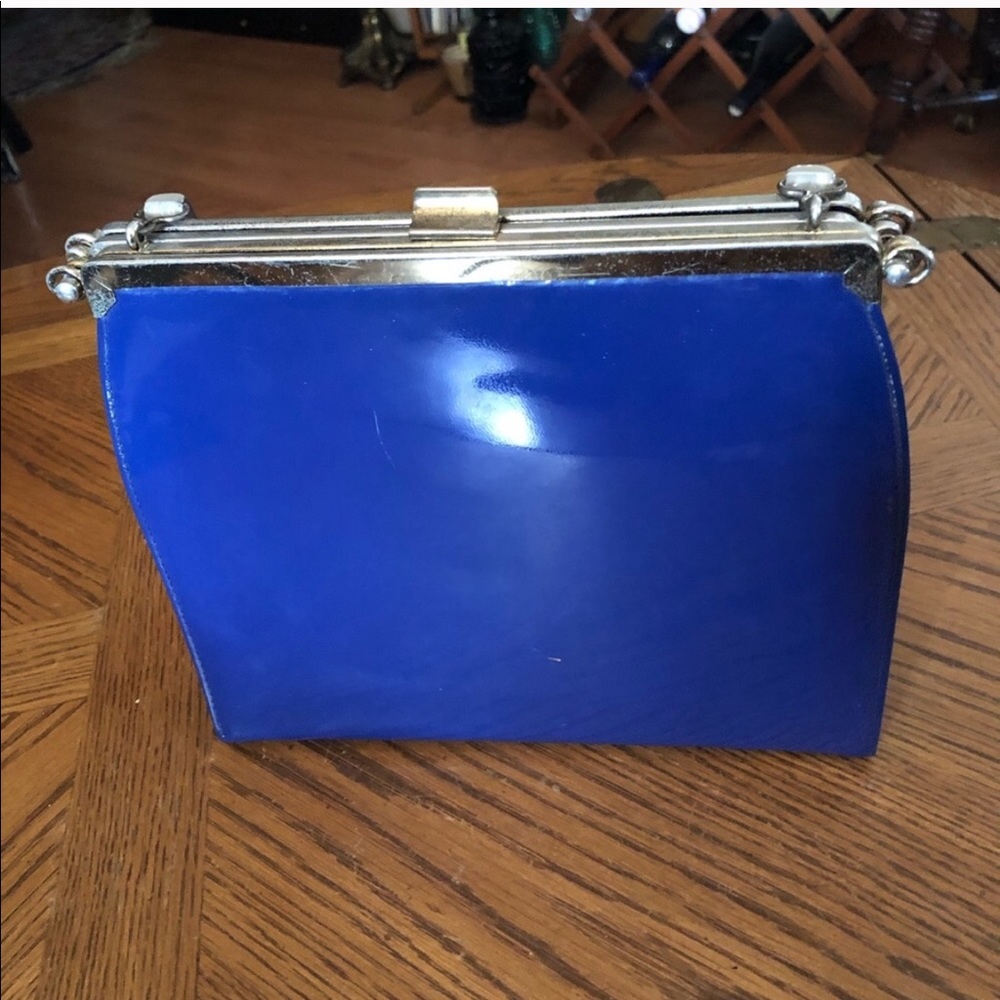 3 in 1 Blue Handbag w Lucite Handle - Picture 6 of 13
